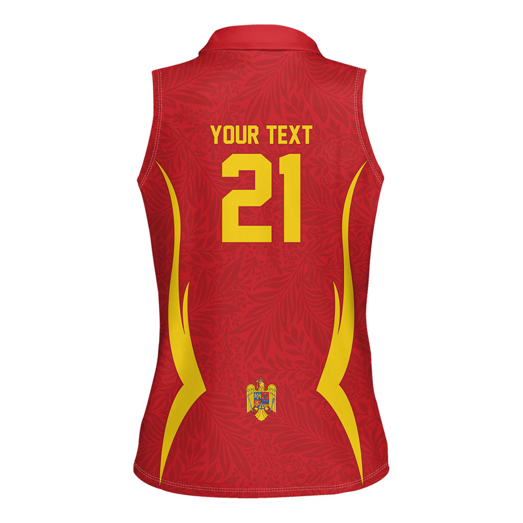 2026 Rugby Nations Series Custom Romania Women Sleeveless Polo Shirt Stejarii Oaks Carpathian Pattern