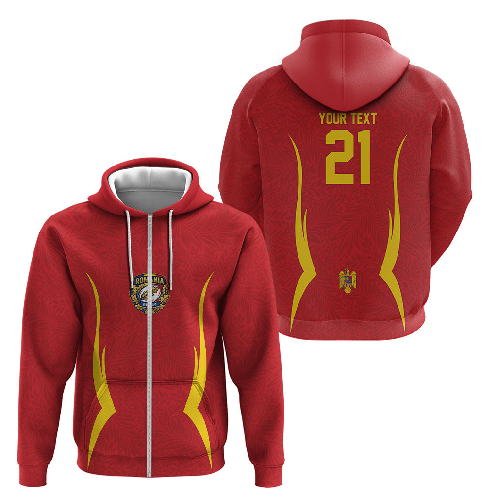 2026 Rugby Nations Series Custom Romania Zip Hoodie Stejarii Oaks Carpathian Pattern