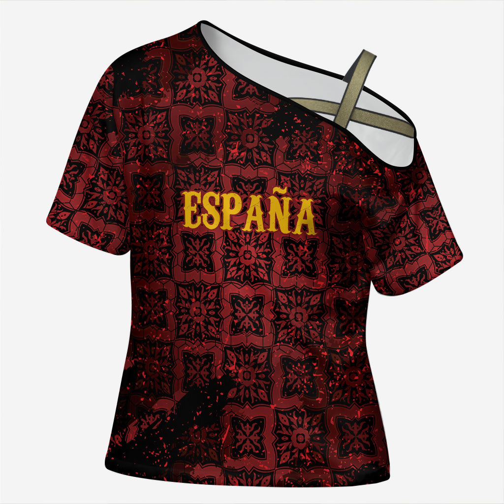 2026 Rugby Nations Series Custom Spain Cross Shoulder Shirt Los Leones Iberian XV Heritage