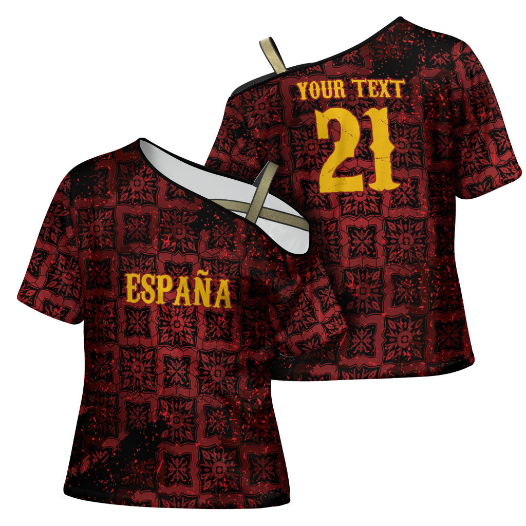 2026 Rugby Nations Series Custom Spain Cross Shoulder Shirt Los Leones Iberian XV Heritage