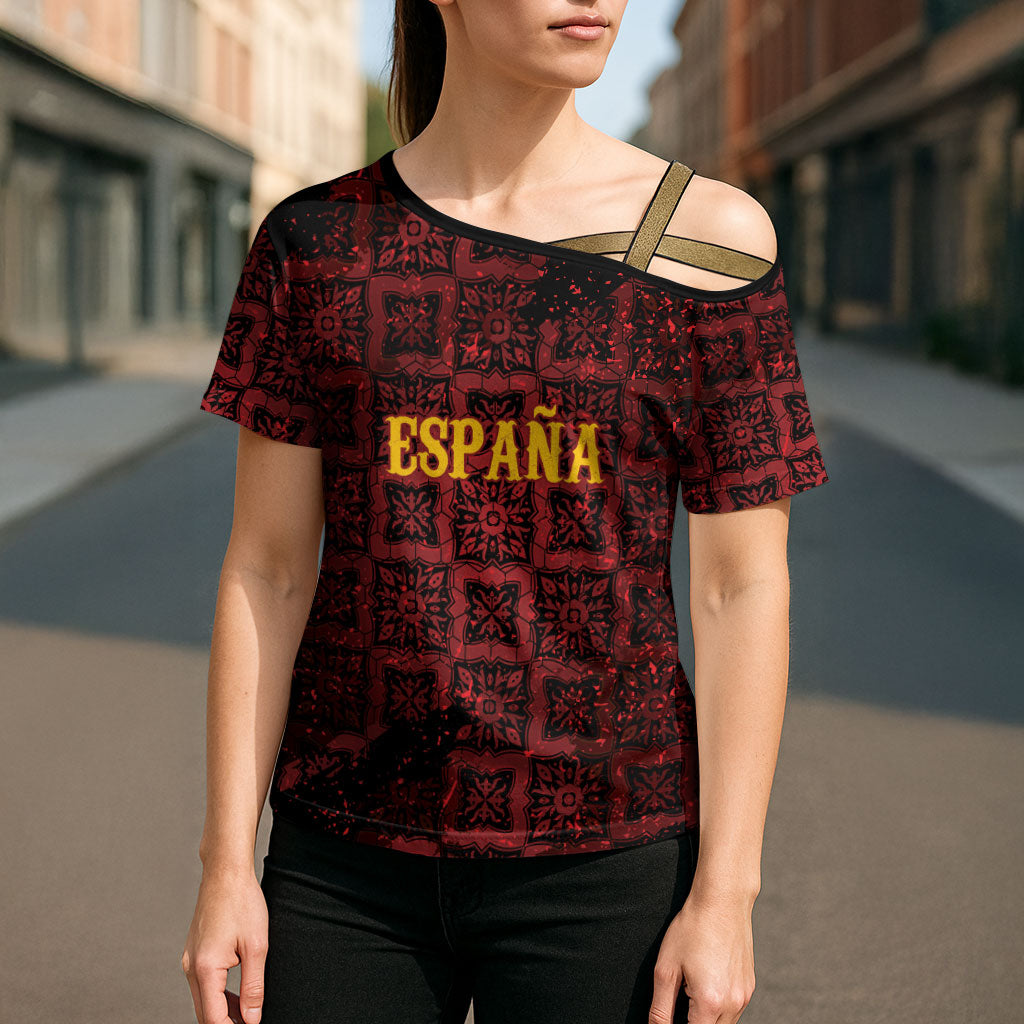 2026 Rugby Nations Series Custom Spain Cross Shoulder Shirt Los Leones Iberian XV Heritage