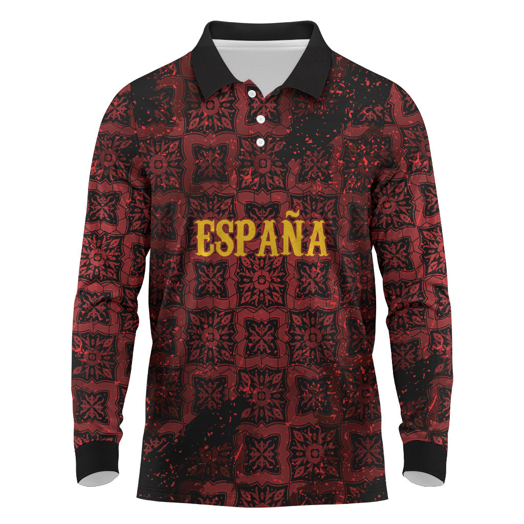 2026 Rugby Nations Series Custom Spain Long Sleeve Polo Shirt Los Leones Iberian XV Heritage