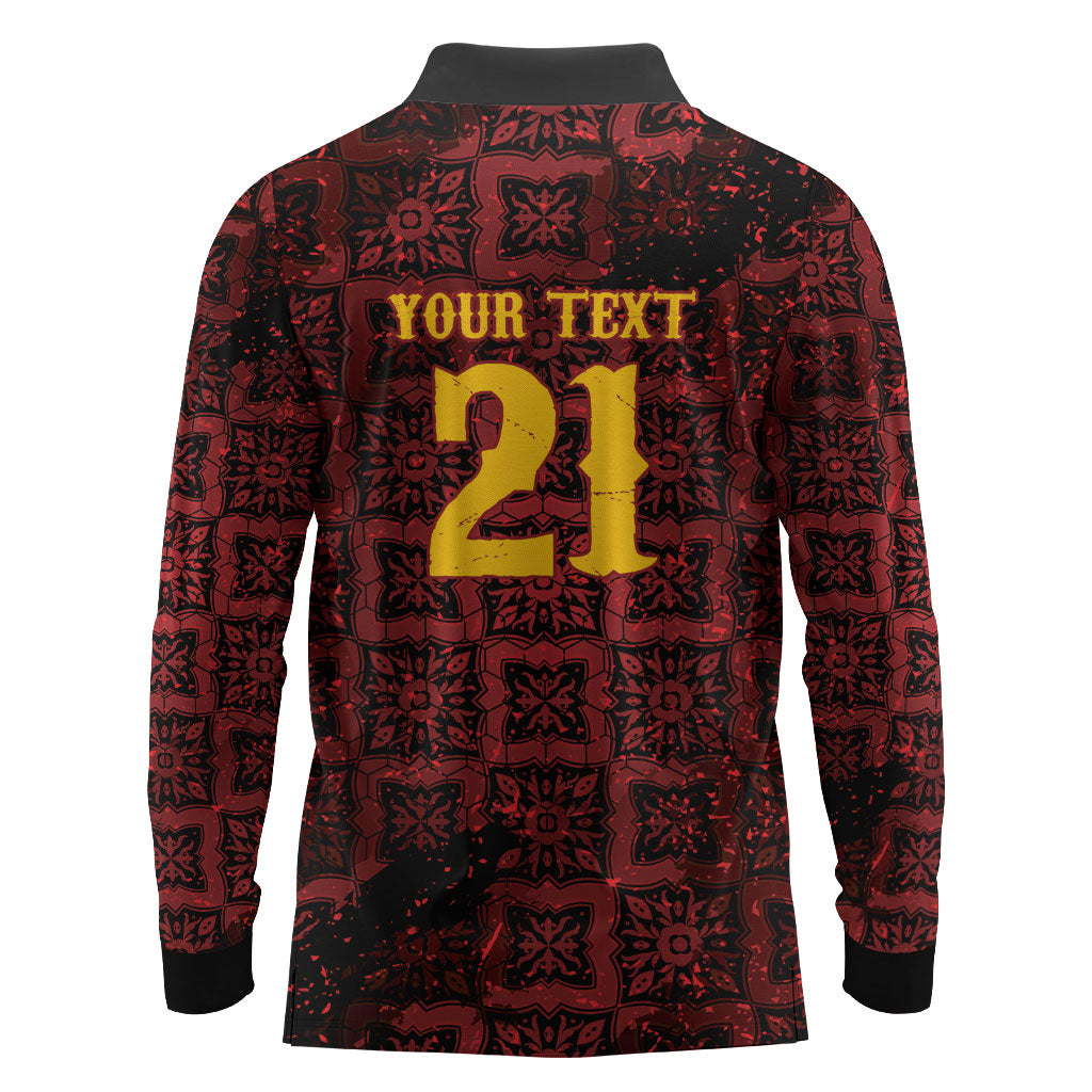2026 Rugby Nations Series Custom Spain Long Sleeve Polo Shirt Los Leones Iberian XV Heritage