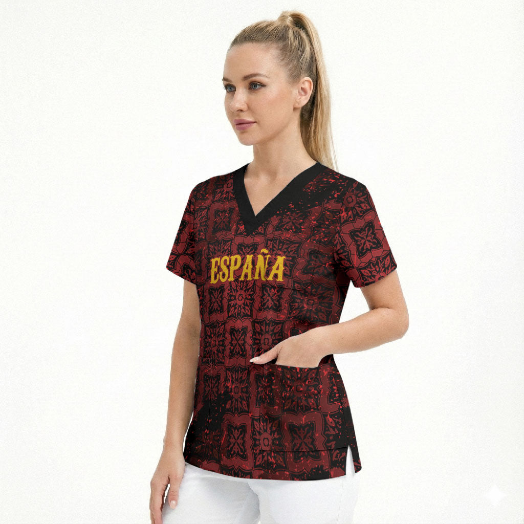 2026 Rugby Nations Series Custom Spain Scrub Top Los Leones Iberian XV Heritage