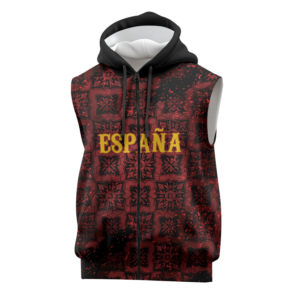 2026 Rugby Nations Series Custom Spain Sleeveless Zip Hoodie Los Leones Iberian XV Heritage