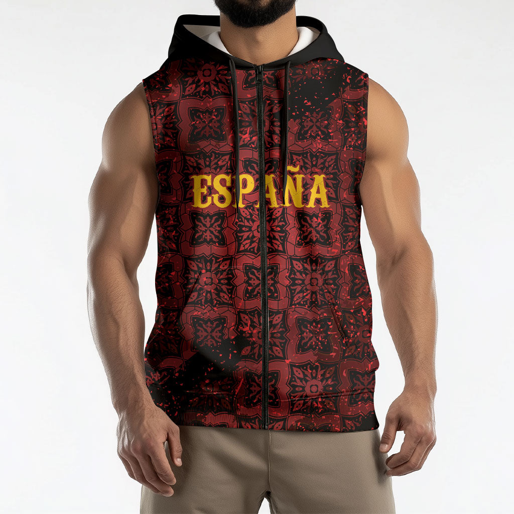 2026 Rugby Nations Series Custom Spain Sleeveless Zip Hoodie Los Leones Iberian XV Heritage
