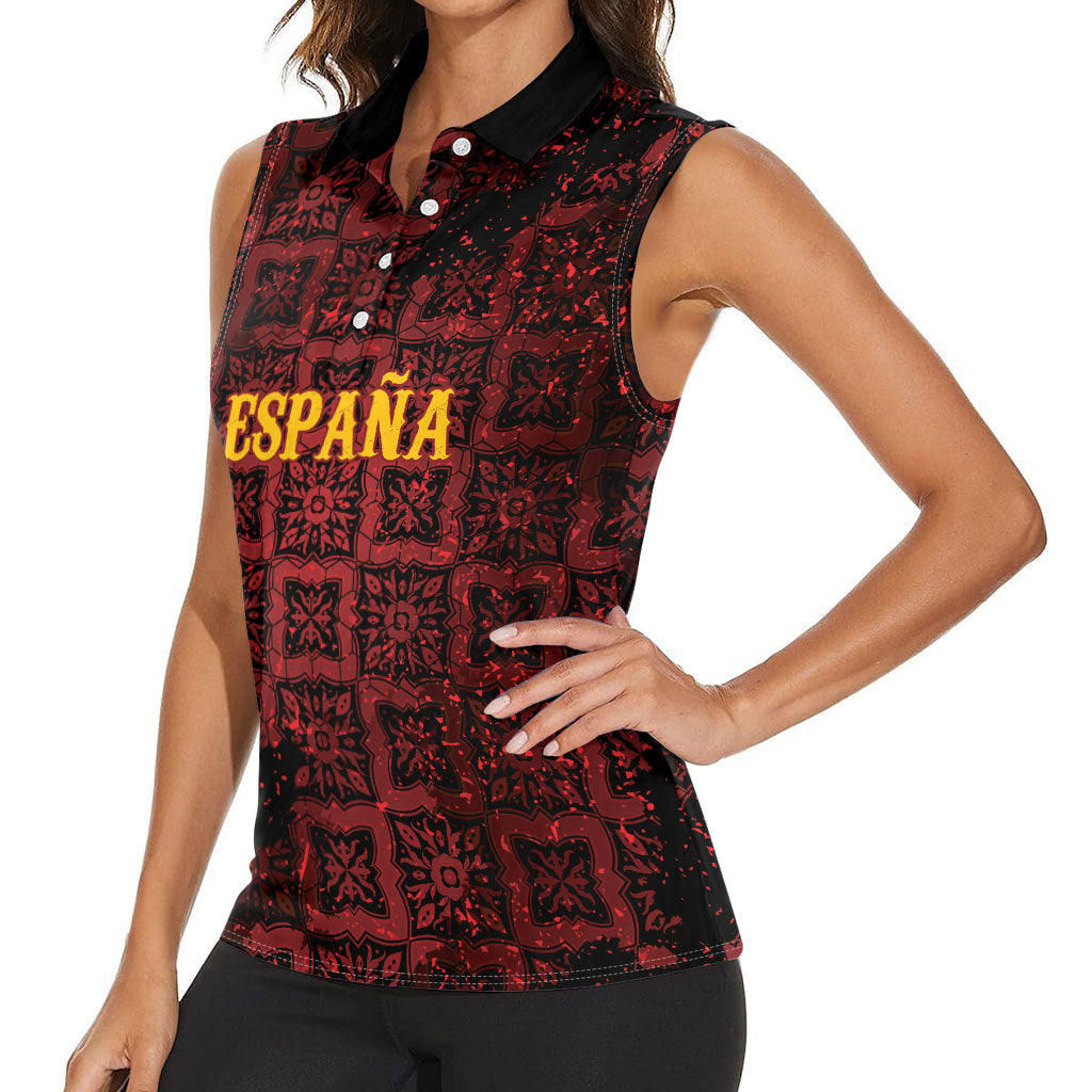 2026 Rugby Nations Series Custom Spain Women Sleeveless Polo Shirt Los Leones Iberian XV Heritage