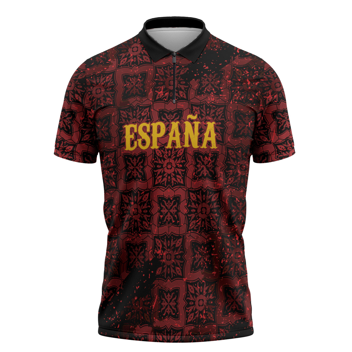 2026 Rugby Nations Series Custom Spain Zipper Polo Shirt Los Leones Iberian XV Heritage
