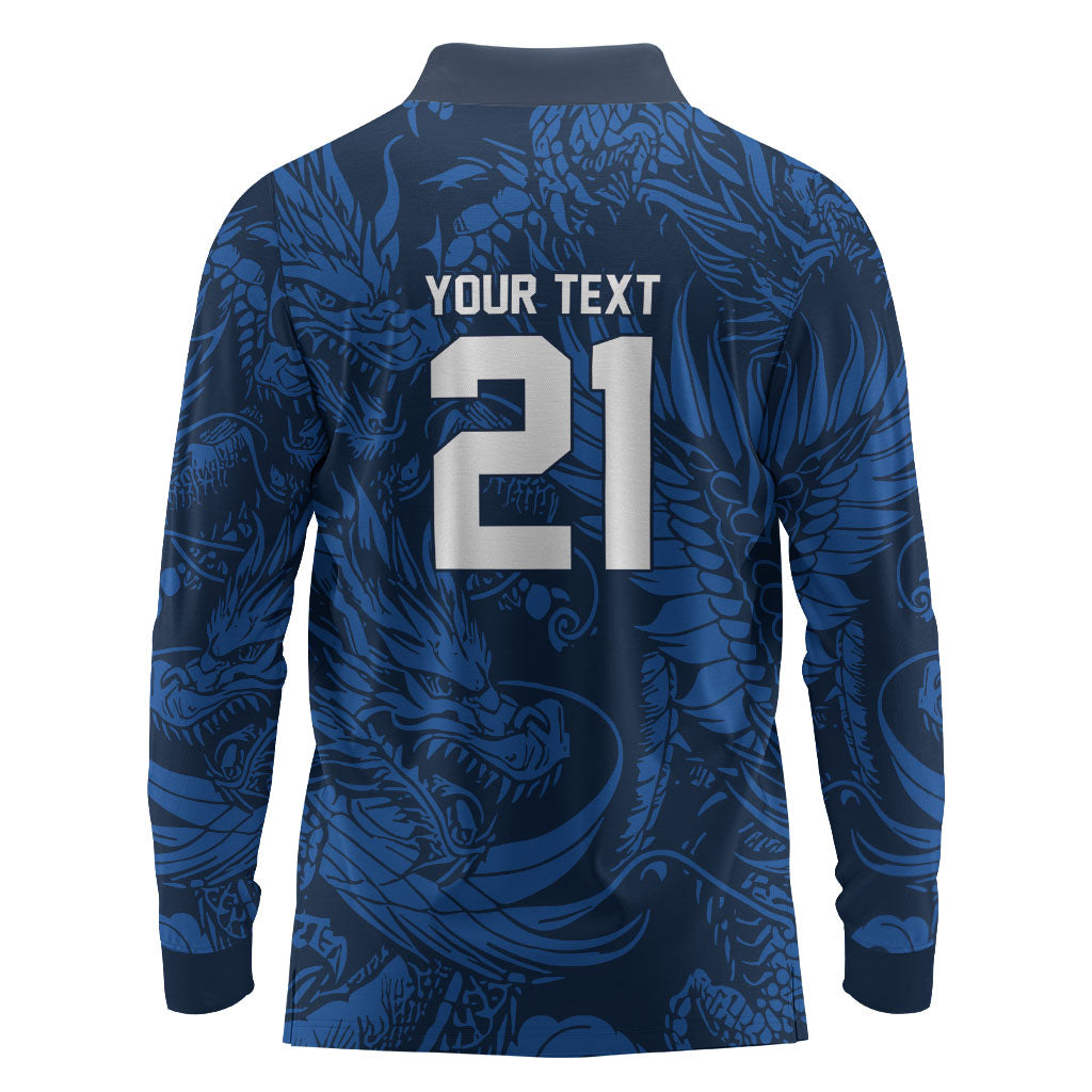 2026 Rugby Nations Series Custom Hong Kong Long Sleeve Polo Shirt Dragon Of The East Style