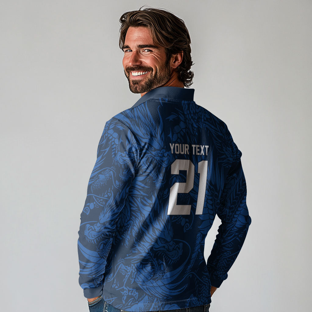 2026 Rugby Nations Series Custom Hong Kong Long Sleeve Polo Shirt Dragon Of The East Style