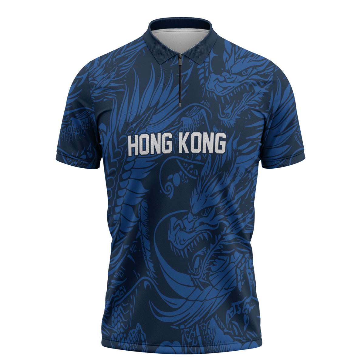 2026 Rugby Nations Series Custom Hong Kong Zipper Polo Shirt Dragon Of The East Style