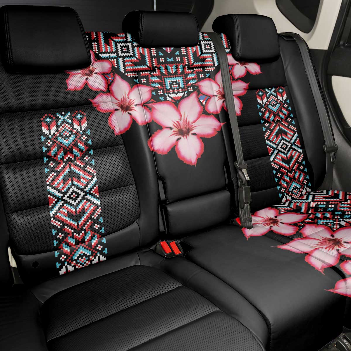 Africa Adenium Multiflorum Flowers Back Car Seat Cover Mix Native Tribal Pattern LT9 - Wonder Print Shop