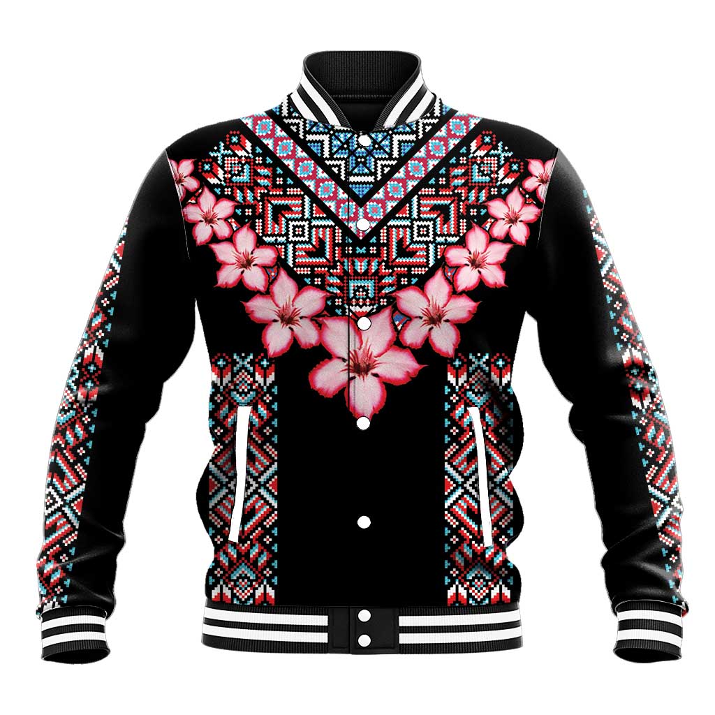 Africa Adenium Multiflorum Flowers Baseball Jacket Mix Native Tribal Pattern LT9 - Wonder Print Shop