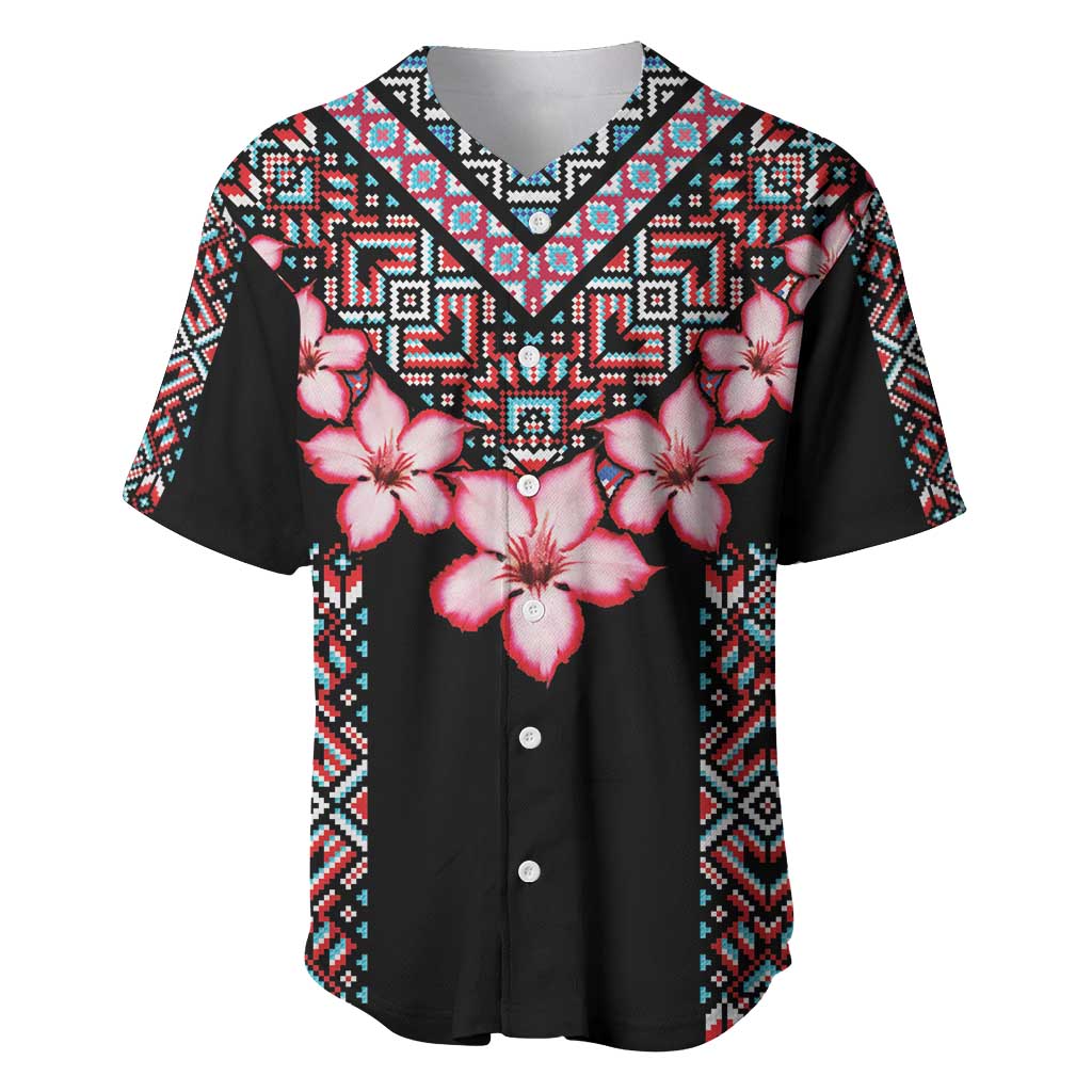 Africa Adenium Multiflorum Flowers Baseball Jersey Mix Native Tribal Pattern LT9 - Wonder Print Shop