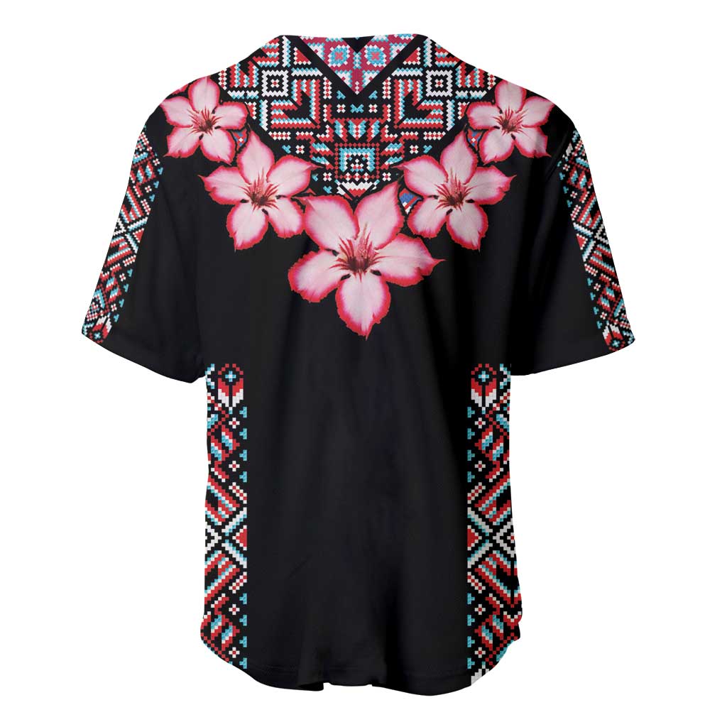 Africa Adenium Multiflorum Flowers Baseball Jersey Mix Native Tribal Pattern LT9 - Wonder Print Shop