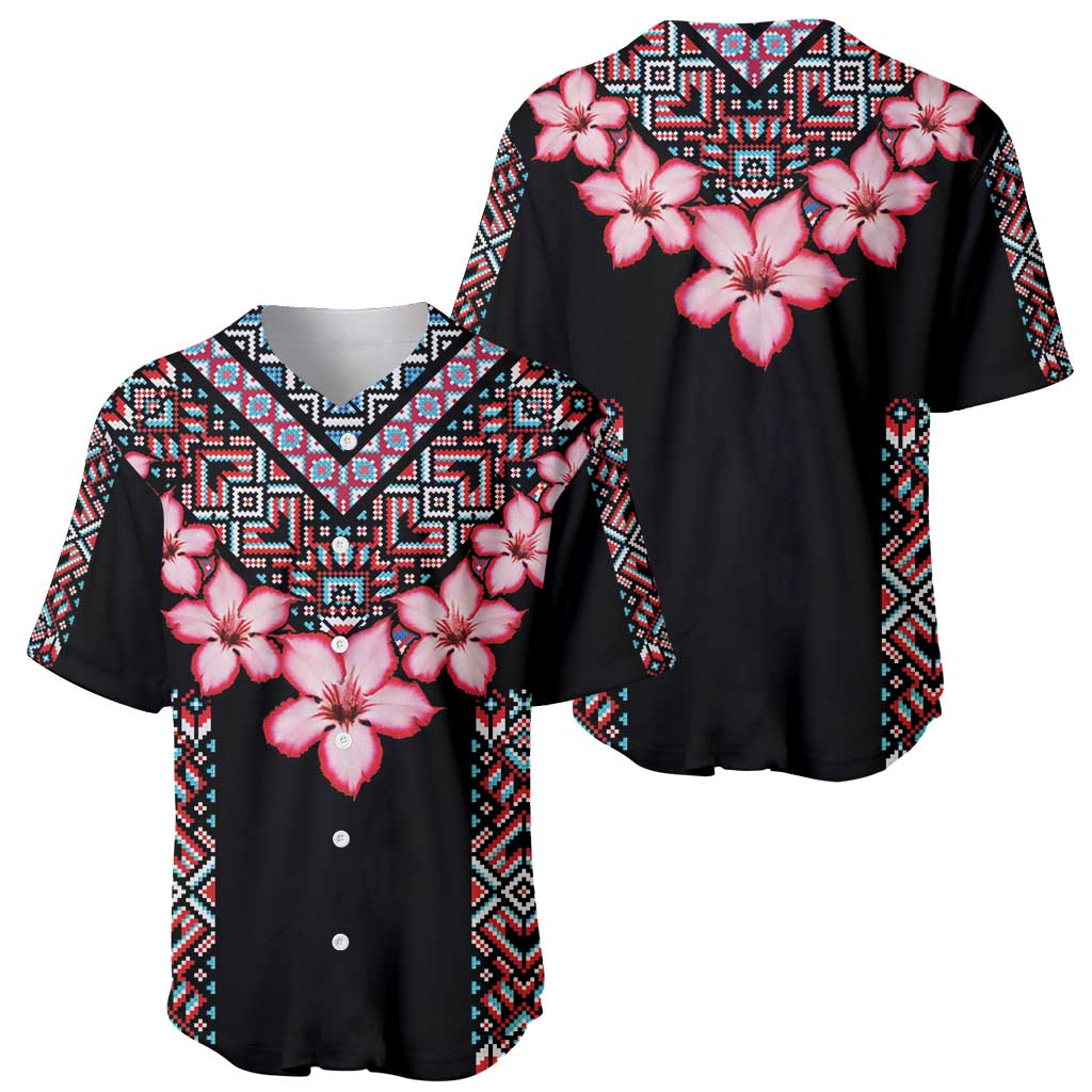 Africa Adenium Multiflorum Flowers Baseball Jersey Mix Native Tribal Pattern LT9 - Wonder Print Shop