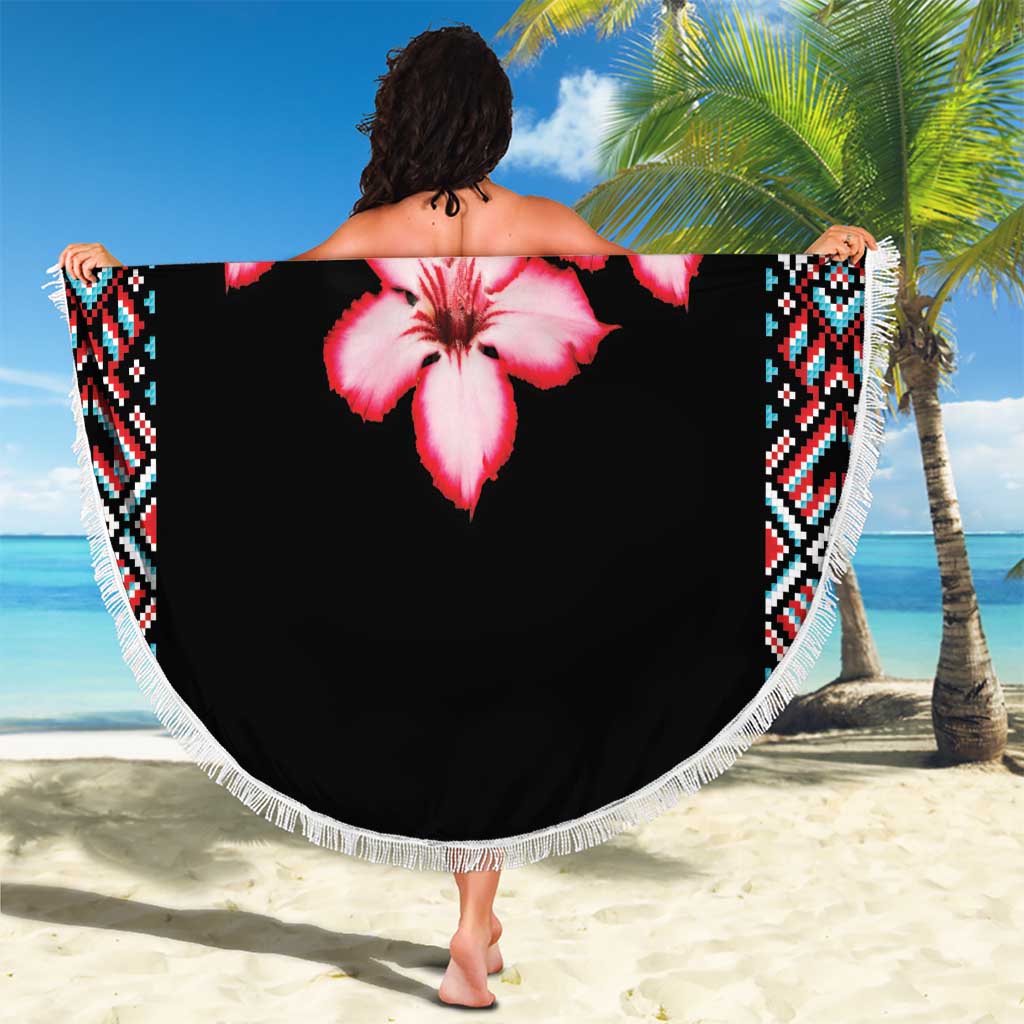 Africa Adenium Multiflorum Flowers Beach Blanket Mix Native Tribal Pattern LT9 - Wonder Print Shop