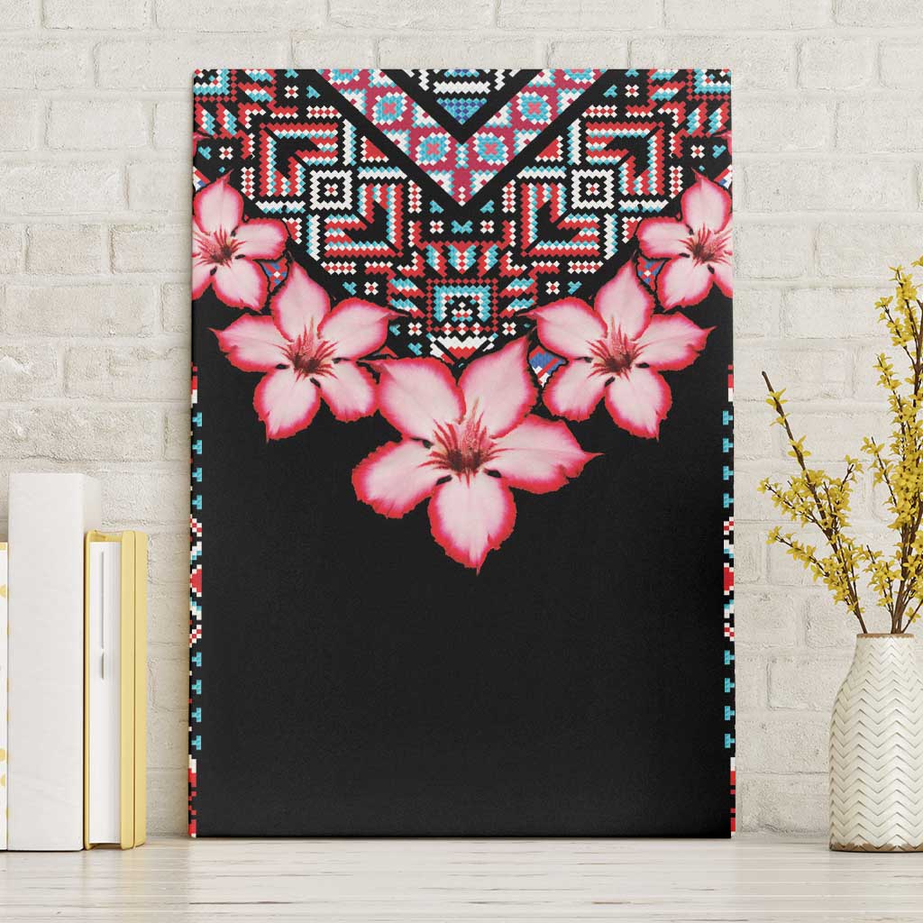 Africa Adenium Multiflorum Flowers Canvas Wall Art Mix Native Tribal Pattern LT9 - Wonder Print Shop