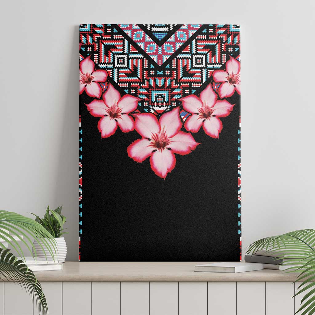 Africa Adenium Multiflorum Flowers Canvas Wall Art Mix Native Tribal Pattern LT9 - Wonder Print Shop