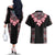 Africa Adenium Multiflorum Flowers Couples Matching Off The Shoulder Long Sleeve Dress and Hawaiian Shirt Mix Native Tribal Pattern LT9 - Wonder Print Shop