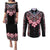 Africa Adenium Multiflorum Flowers Couples Matching Puletasi and Long Sleeve Button Shirt Mix Native Tribal Pattern LT9 - Wonder Print Shop