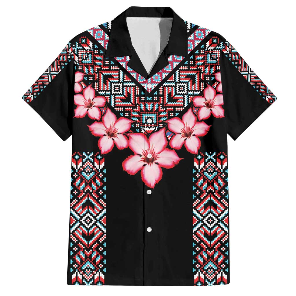 Africa Adenium Multiflorum Flowers Family Matching Long Sleeve Bodycon Dress and Hawaiian Shirt Mix Native Tribal Pattern LT9 - Wonder Print Shop