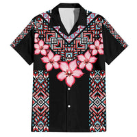 Africa Adenium Multiflorum Flowers Family Matching Off Shoulder Short Dress and Hawaiian Shirt Mix Native Tribal Pattern LT9 - Wonder Print Shop