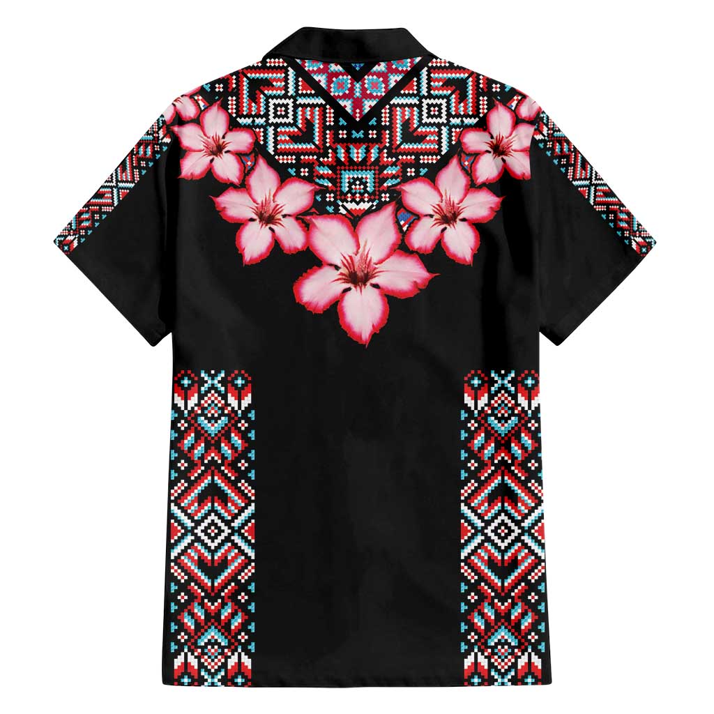 Africa Adenium Multiflorum Flowers Family Matching Summer Maxi Dress and Hawaiian Shirt Mix Native Tribal Pattern - Wonder Print Shop