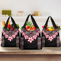 Africa Adenium Multiflorum Flowers Grocery Bag Mix Native Tribal Pattern