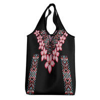Africa Adenium Multiflorum Flowers Grocery Bag Mix Native Tribal Pattern