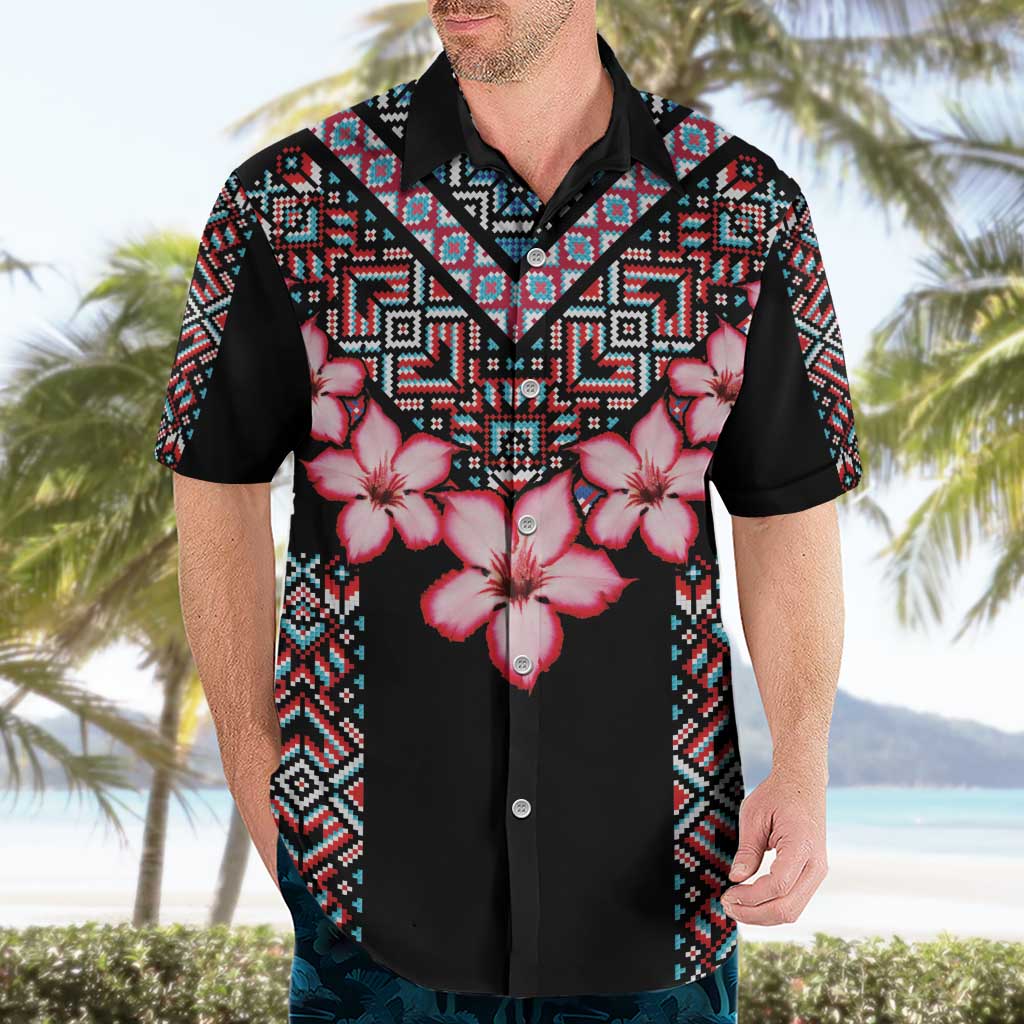 Africa Adenium Multiflorum Flowers Hawaiian Shirt Mix Native Tribal Pattern - Wonder Print Shop