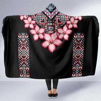 Africa Adenium Multiflorum Flowers Hooded Blanket Mix Native Tribal Pattern