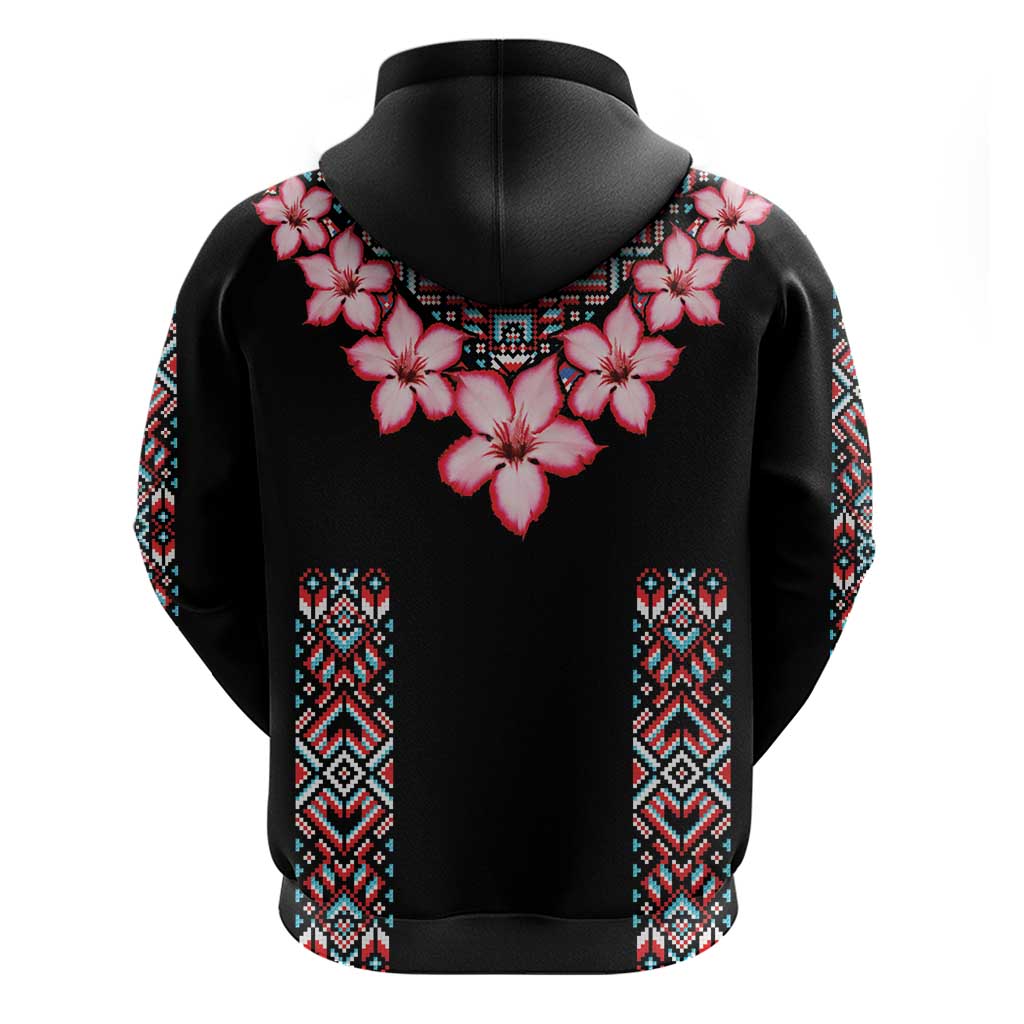 Africa Adenium Multiflorum Flowers Hoodie Mix Native Tribal Pattern - Wonder Print Shop
