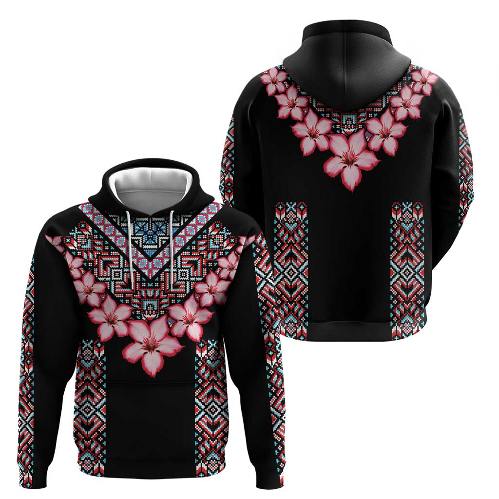 Africa Adenium Multiflorum Flowers Hoodie Mix Native Tribal Pattern - Wonder Print Shop