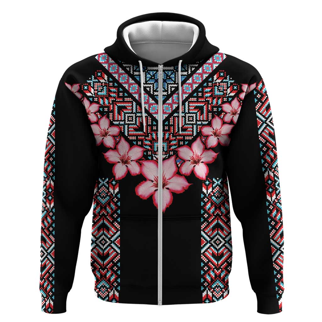 Africa Adenium Multiflorum Flowers Hoodie Mix Native Tribal Pattern - Wonder Print Shop