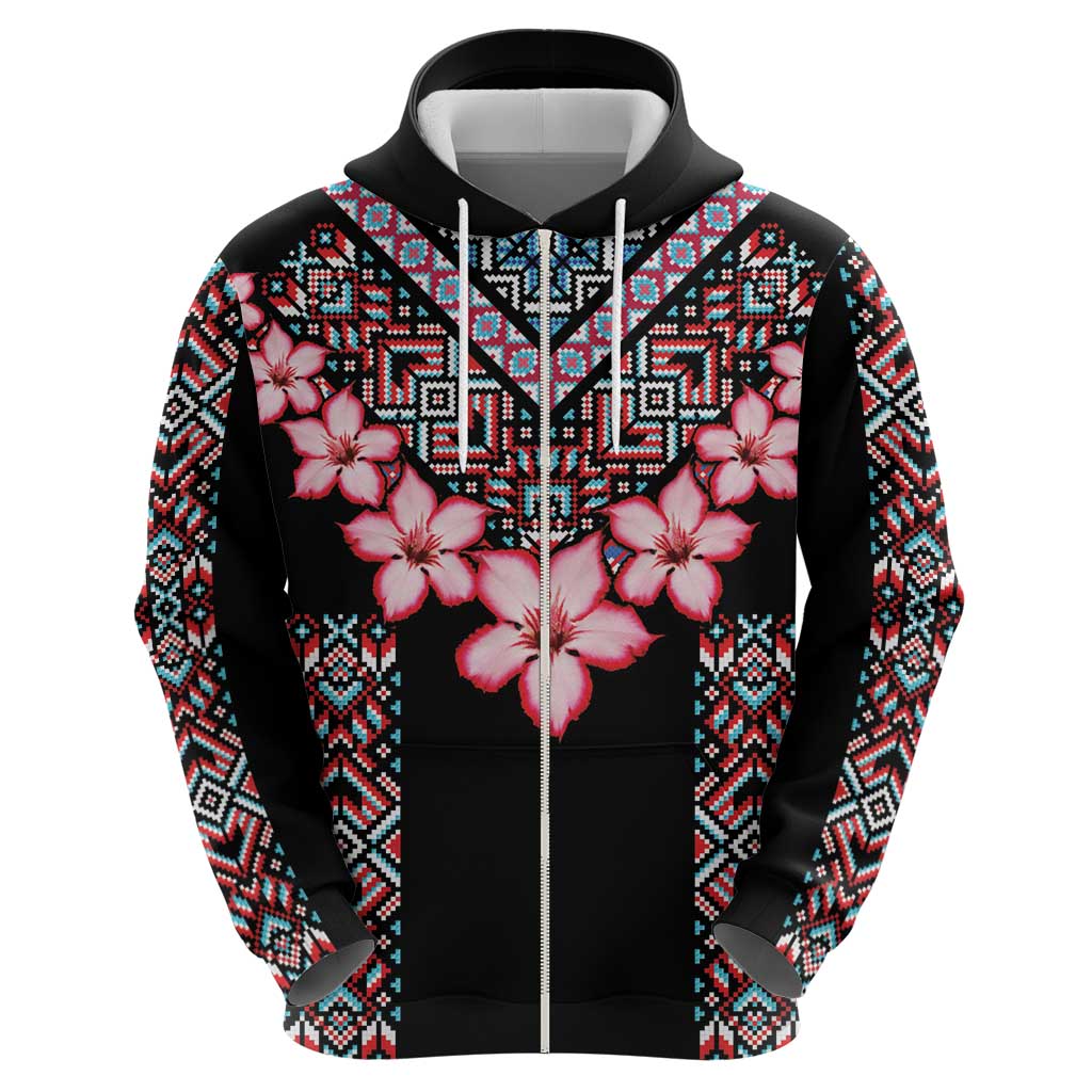 Africa Adenium Multiflorum Flowers Hoodie Mix Native Tribal Pattern - Wonder Print Shop
