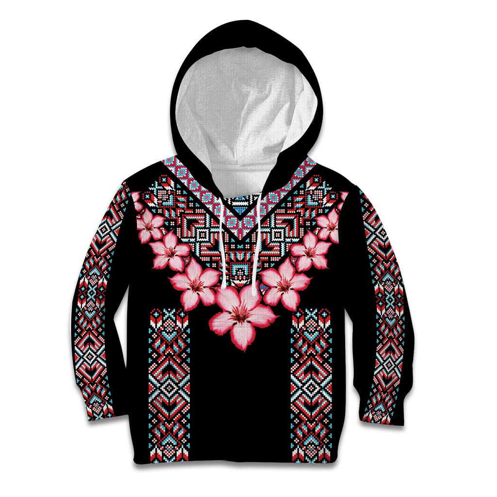 Africa Adenium Multiflorum Flowers Kid Hoodie Mix Native Tribal Pattern - Wonder Print Shop