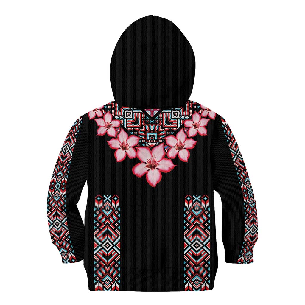 Africa Adenium Multiflorum Flowers Kid Hoodie Mix Native Tribal Pattern - Wonder Print Shop