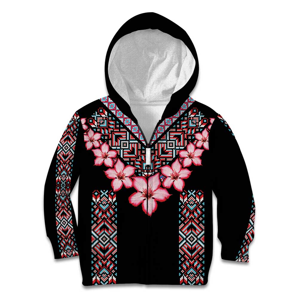 Africa Adenium Multiflorum Flowers Kid Hoodie Mix Native Tribal Pattern - Wonder Print Shop