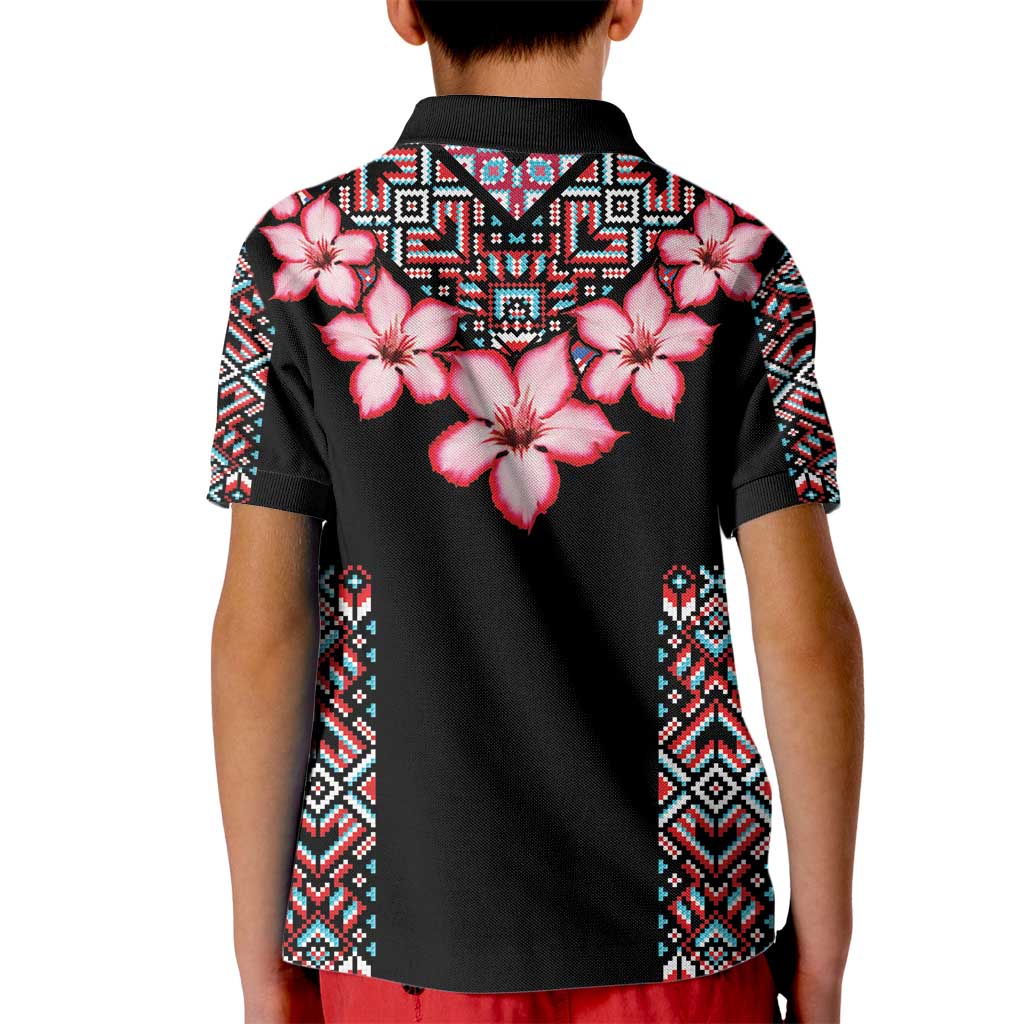 Africa Adenium Multiflorum Flowers Kid Polo Shirt Mix Native Tribal Pattern - Wonder Print Shop