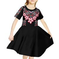 Africa Adenium Multiflorum Flowers Kid Short Sleeve Dress Mix Native Tribal Pattern - Wonder Print Shop