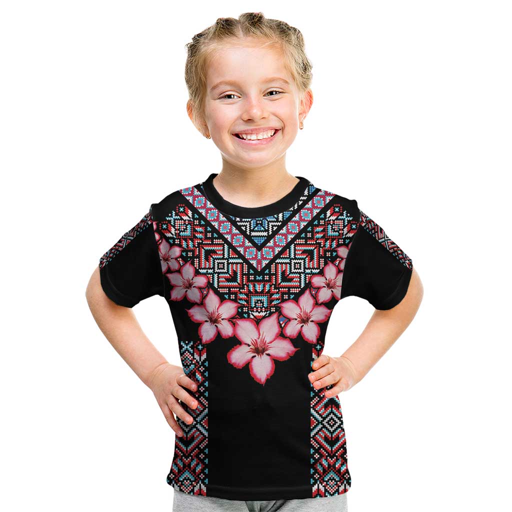 Africa Adenium Multiflorum Flowers Kid T Shirt Mix Native Tribal Pattern - Wonder Print Shop