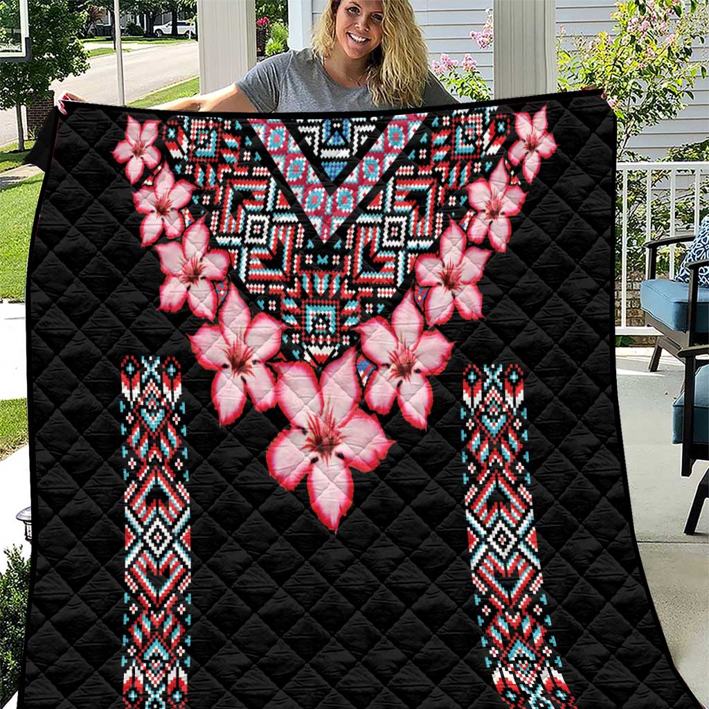 Africa Adenium Multiflorum Flowers Quilt Mix Native Tribal Pattern - Wonder Print Shop