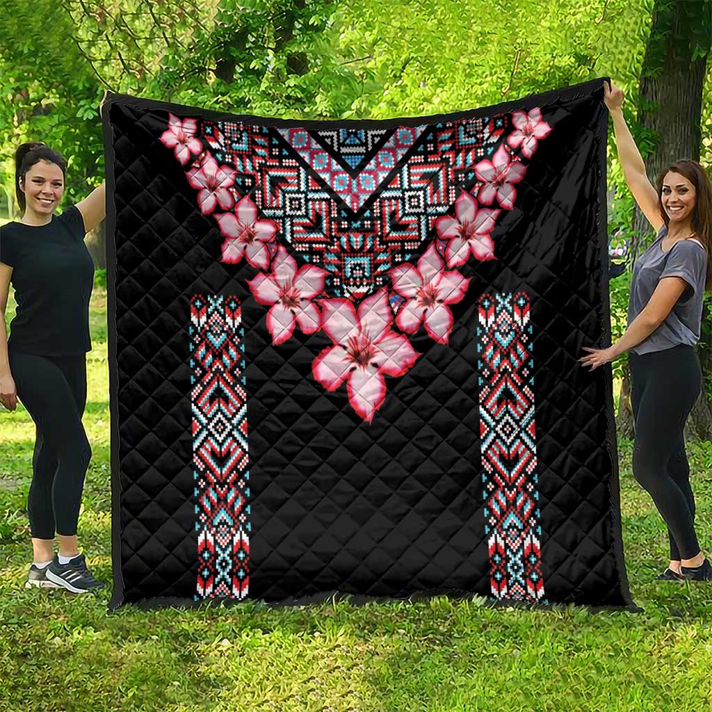Africa Adenium Multiflorum Flowers Quilt Mix Native Tribal Pattern - Wonder Print Shop