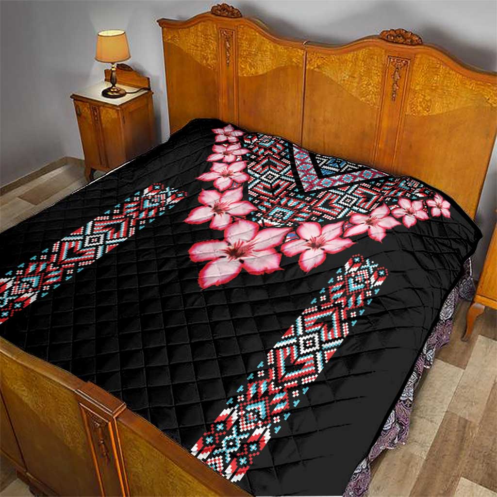 Africa Adenium Multiflorum Flowers Quilt Mix Native Tribal Pattern - Wonder Print Shop