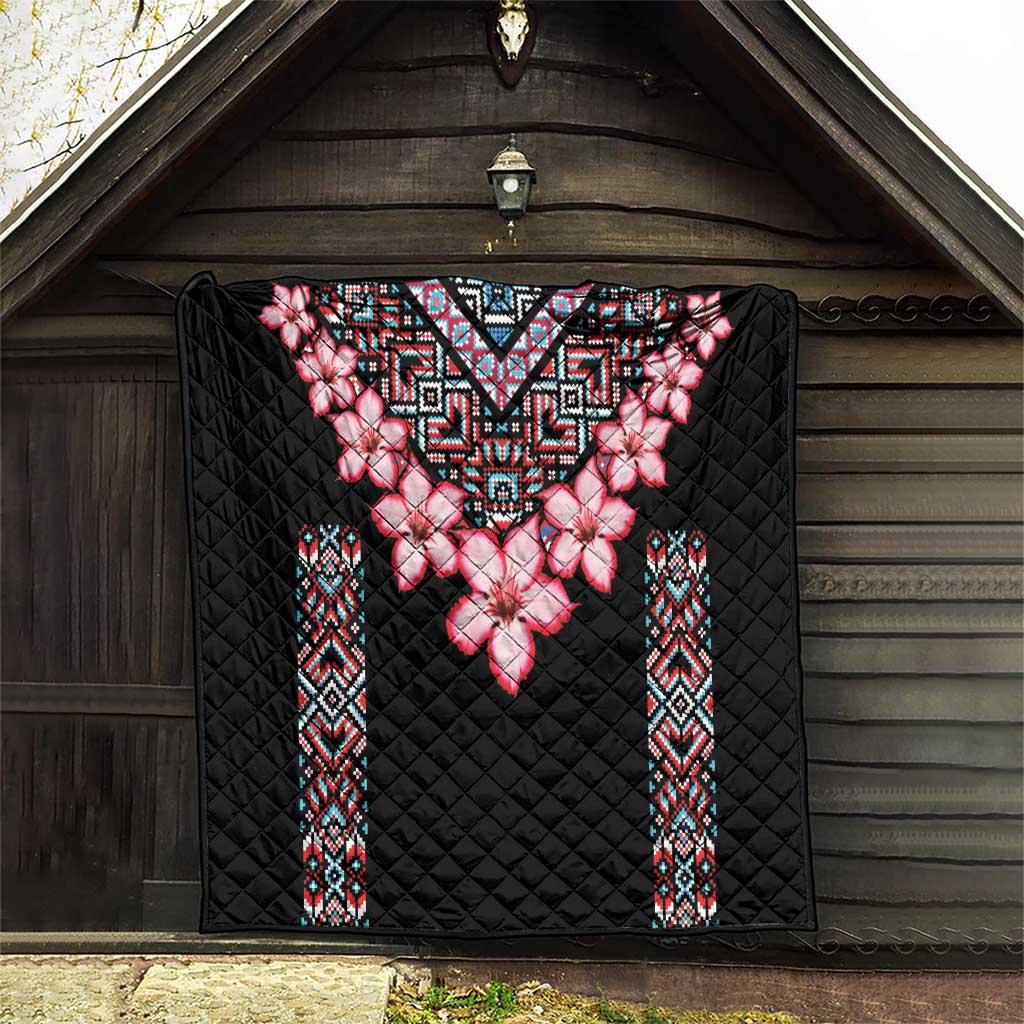 Africa Adenium Multiflorum Flowers Quilt Mix Native Tribal Pattern - Wonder Print Shop