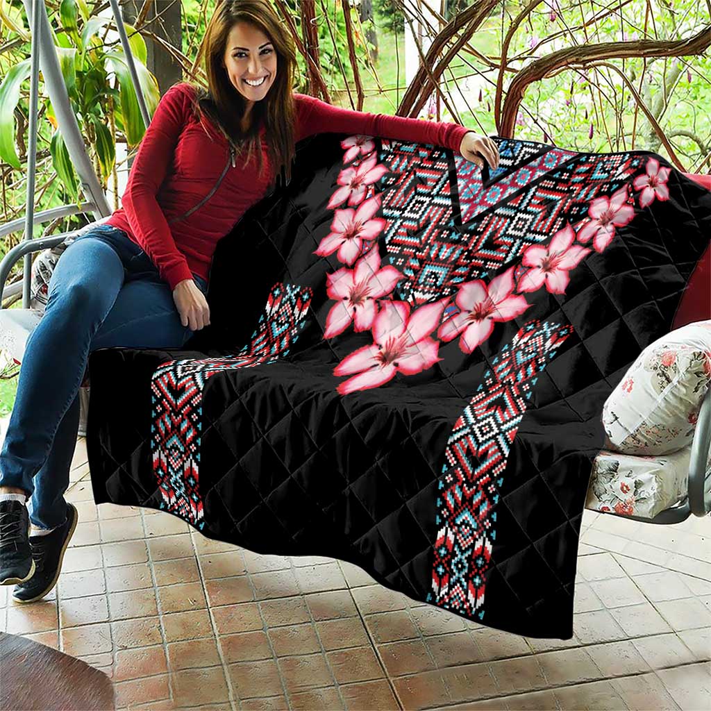 Africa Adenium Multiflorum Flowers Quilt Mix Native Tribal Pattern - Wonder Print Shop