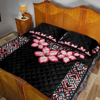 Africa Adenium Multiflorum Flowers Quilt Bed Set Mix Native Tribal Pattern - Wonder Print Shop