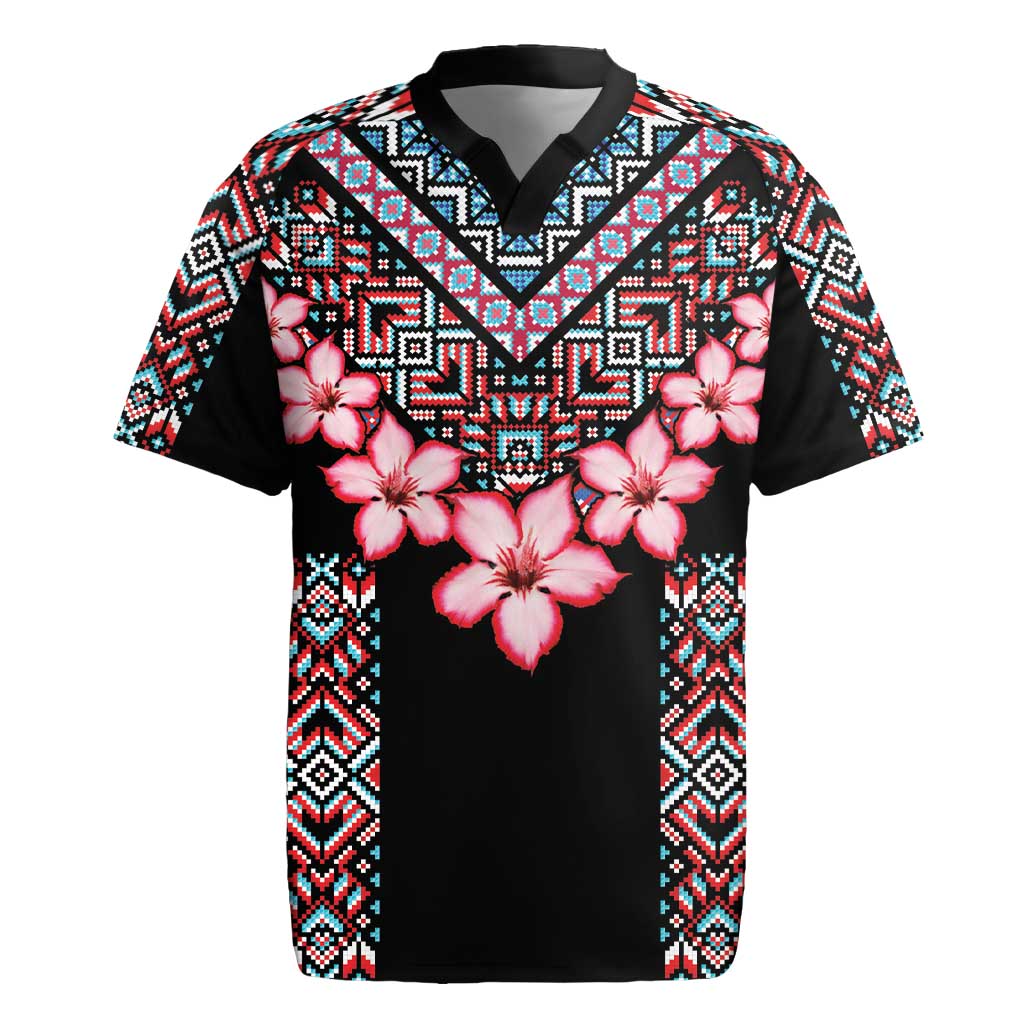 Africa Adenium Multiflorum Flowers Rugby Jersey Mix Native Tribal Pattern - Wonder Print Shop