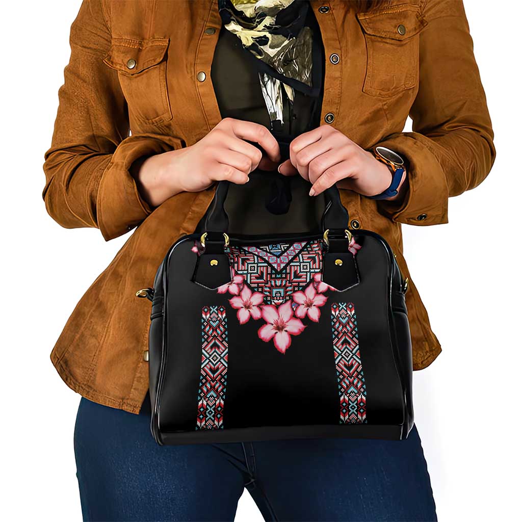 Africa Adenium Multiflorum Flowers Shoulder Handbag Mix Native Tribal Pattern
